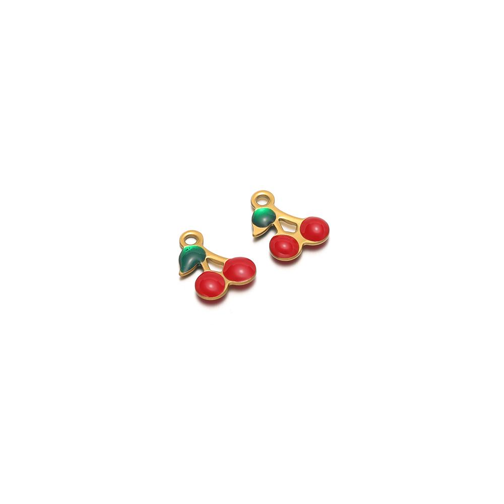 20Pcs Stainless Steel Small Enamel Cute Cherry Charms Jewelry for DIY Girls Necklace Women Pendant Bracelets Earrings Making