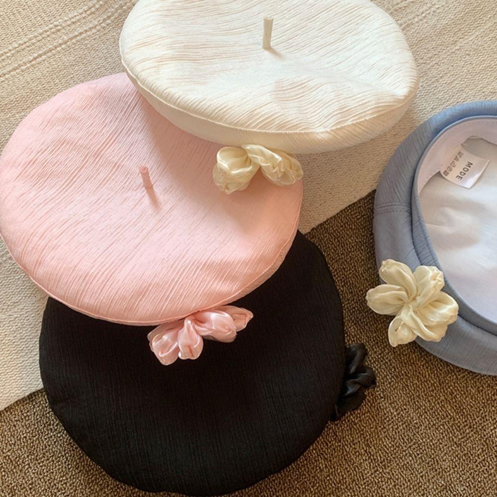 French Style Painter Hat Versatile Artist Cap Breathable Flower Beret  Holiday