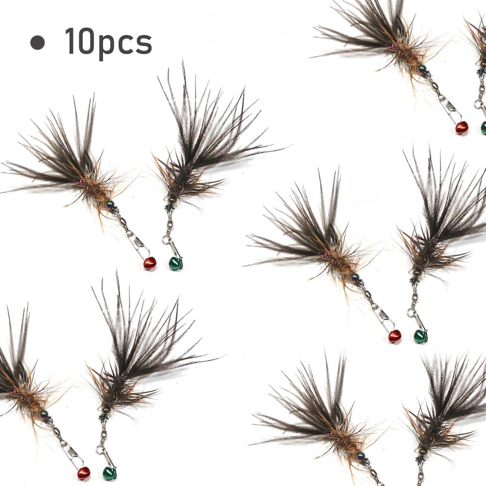 10pcs Artificial Insect Feather Cat Toy Teaser Stick for Changing Heads Feather Pet Toys Wand Accessories