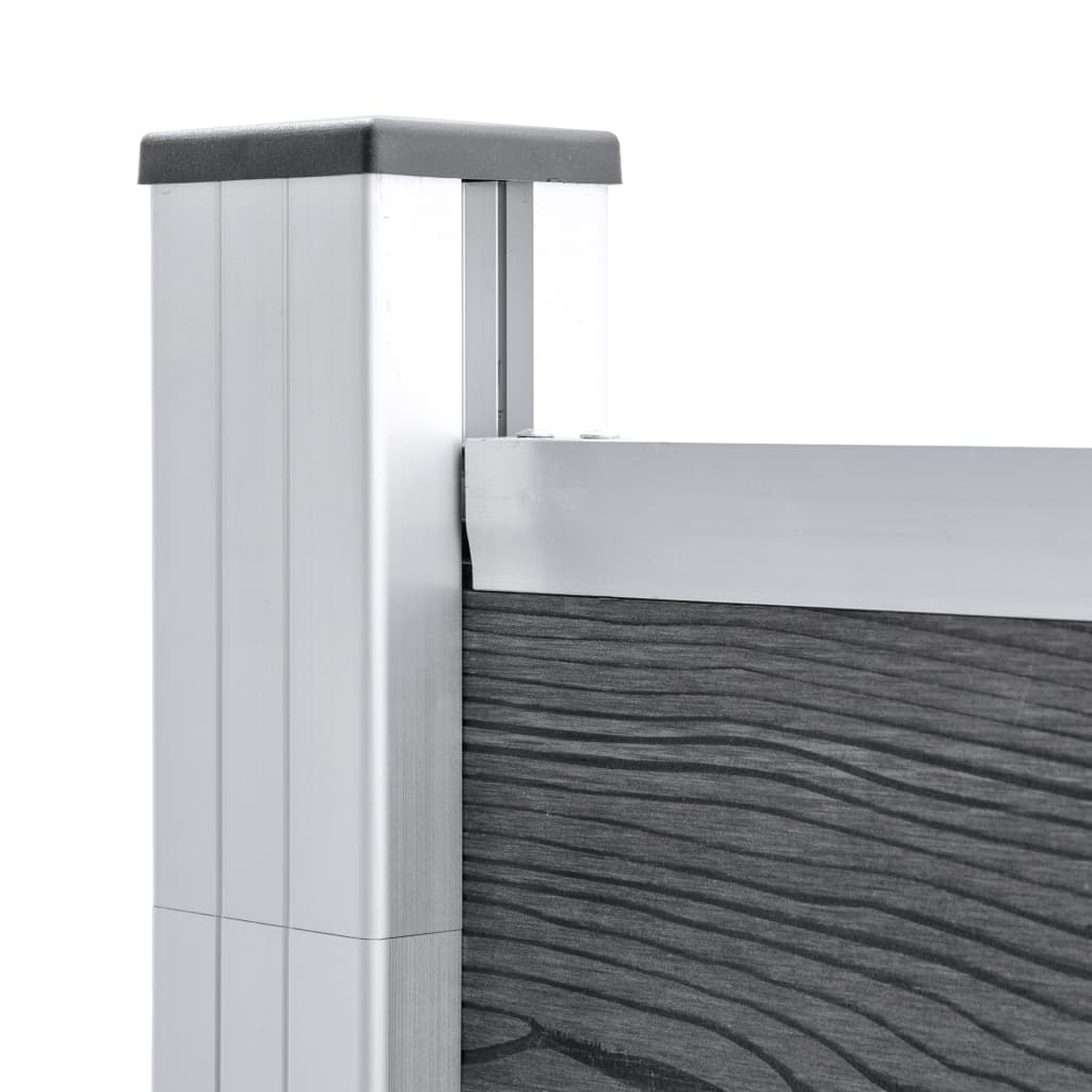 WPC Fence Set 4 Square Panels + 1 Diagonal Panel 792 X 186 Cm Grey