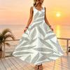 Sleeveless Long Leaf Pattern Dress Loose Lightweight Beach Vacation Dress,Daily Office Casual Wear,Versatile Fashion