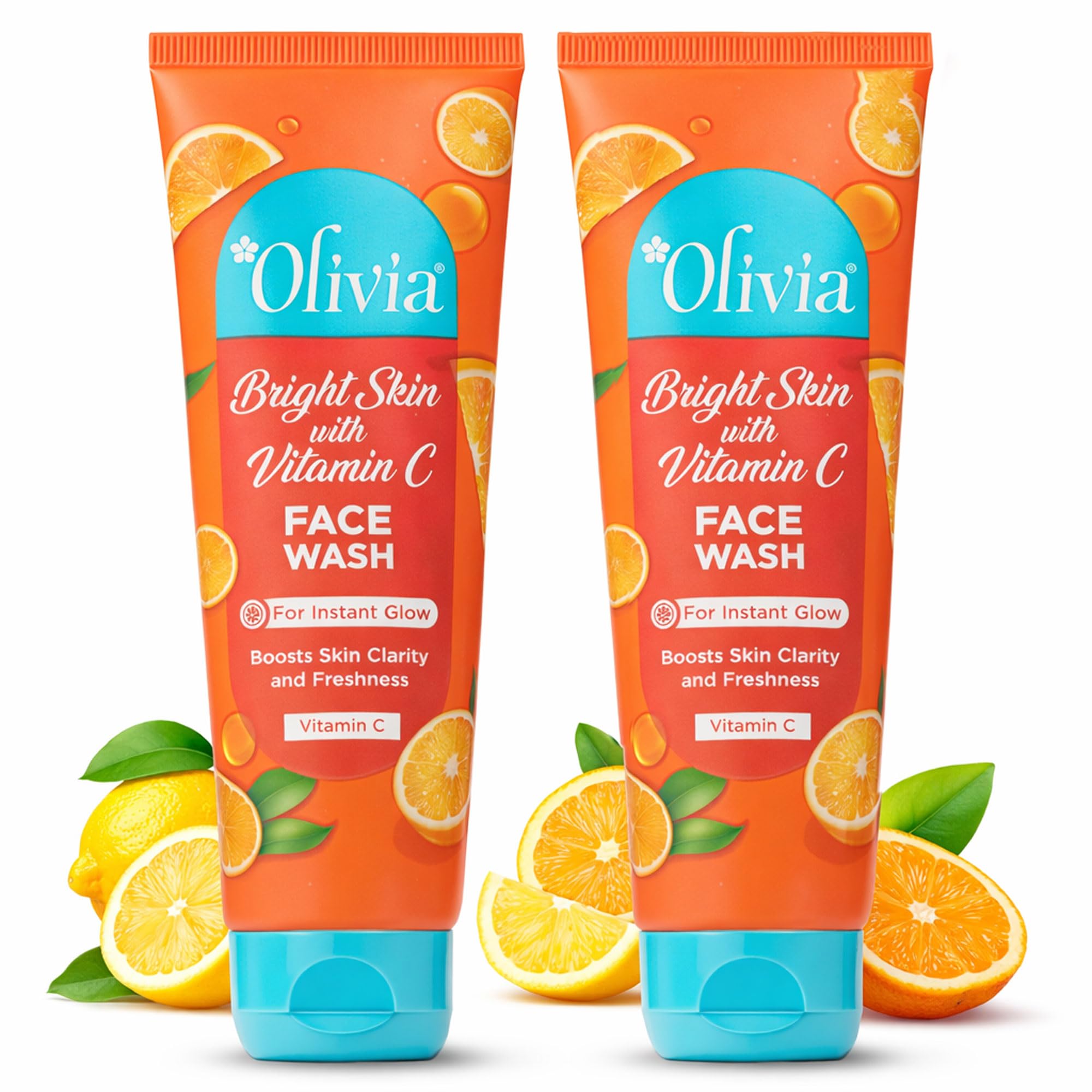 Olivia Bright Skin Face Wash with Vitamin C for Instant Glow 60g (Pack of 2)