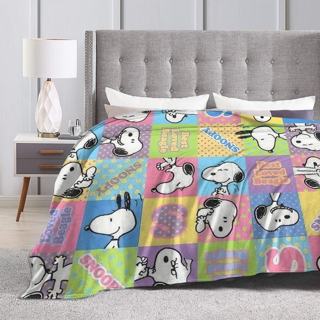 Snoopys Cartoon Dog Flannel Blankets Creative Throw Blankets for Sofa Bedding Lounge 200x150cm Rug Piece,