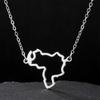  Hollow Venezuela Map Necklace for Women Men Stainless Steel Fashion Venezuelan Pendant Choker Patriotic Jewelry Gifts