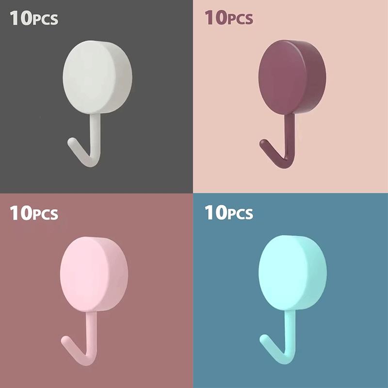 10/20/40PCS Self Adhesive Wall Hook Strong Without Drilling Coat Bag Bathroom Door Kitchen Towel Hooks Home Storage Accessories