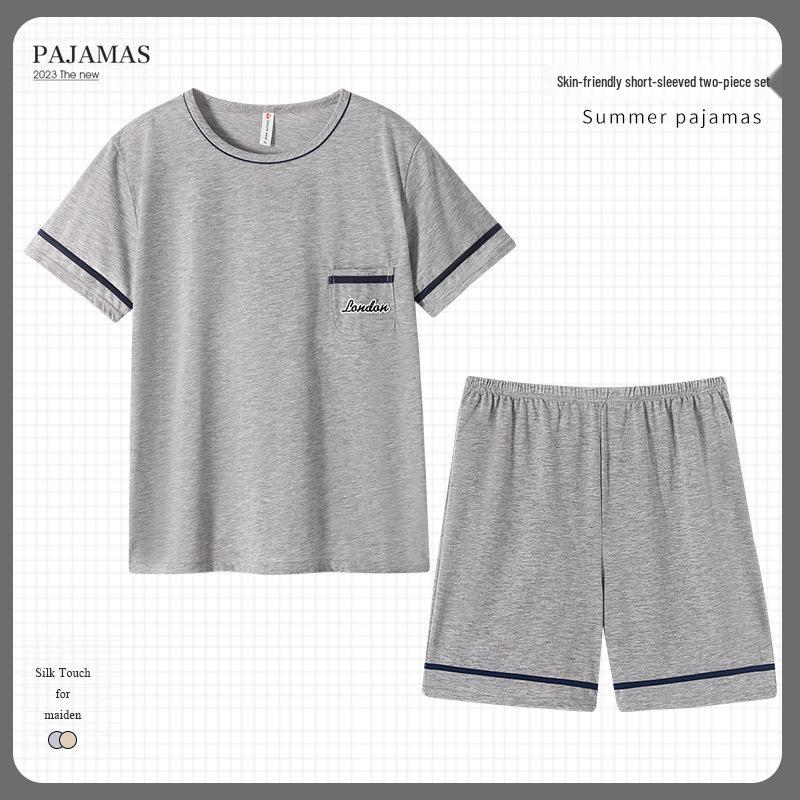 Herren Sommer Kühlendes Pyjama-Set - Kurzarm und Shorts, Lässige und Leichte Hauskleidung