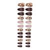 24Pcs Short Almond Leopard Press On Nail Glossy False Nail Winter Nail Decors Stick on Nail Suitable for Work and Event