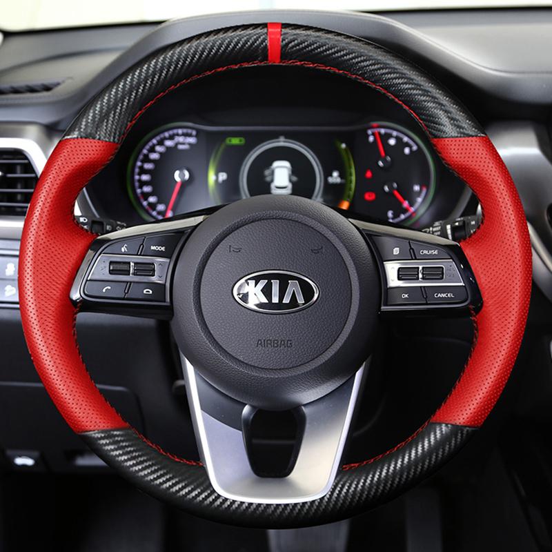 

Custom DIY Car Steering Wheel Cover 100% Fit For Kia K5 Optima 2018 2019 Sportage 3 2019 Forte Ceed Cee d 2017 2018 2019