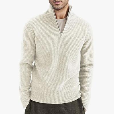 Autumn Men's Knitted Sweater Warm Pullovers Solid Color Half Zipper Casual Sweater Slim V-Neck Long Sleeve Men's Sweatshirts Winter Tops