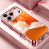 2DFlat Electroplated Tempered Glass Phone case,Desert Dunes and Clouds,suitable for iPhone 18 Pro Max 17 16 15 14 13 12 11