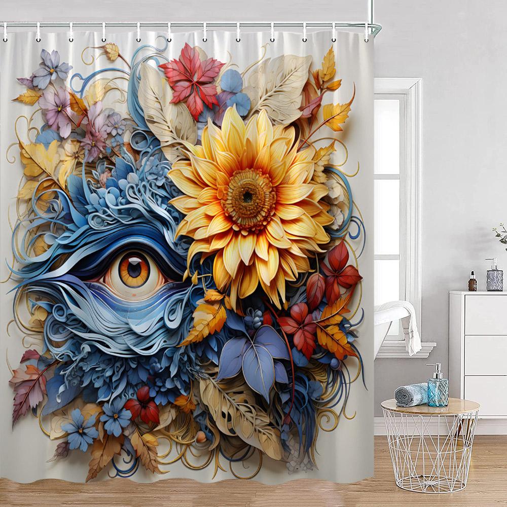 Bohemian Blume Duschvorhang Boho Floral Vintage Druck Mandala Blumen und Pflanzen Badezimmer Vorhang Polyester Bad Dekoration