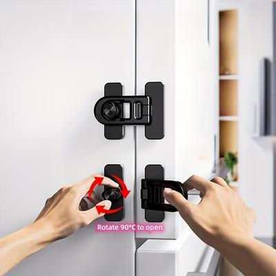 Easy-Install White Fridge & Freezer Door Lock Bedroom Door Lock Rotate Without Drilling Holes No Tools or Drilling Required