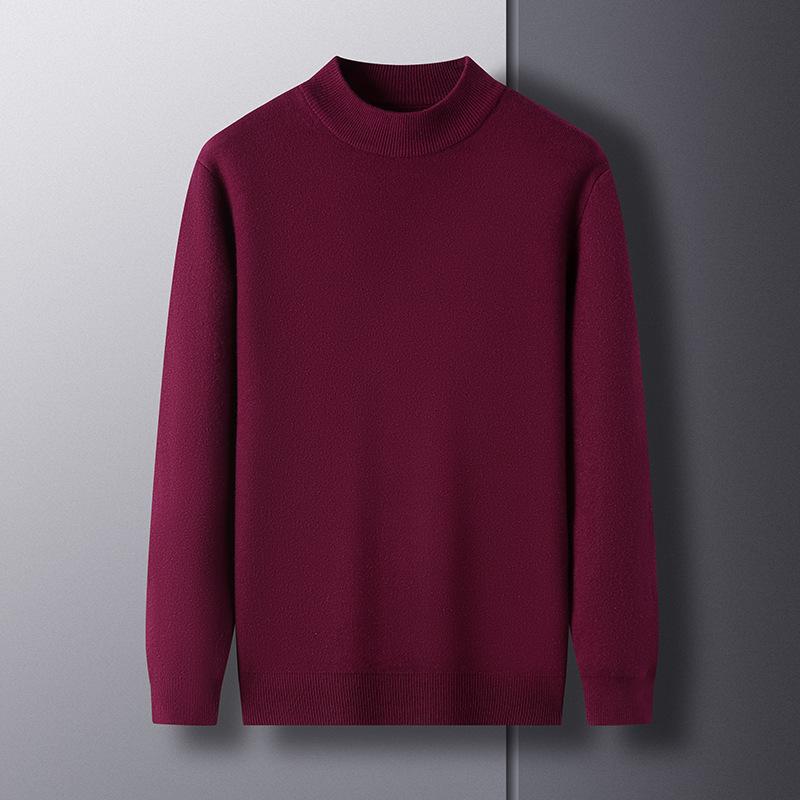 Spring and Autumn Men's Semi-high-necked Sweater Men's Casual Men's Sweater Bottoming Shirt Men's Long-sleeved Dad's Dress