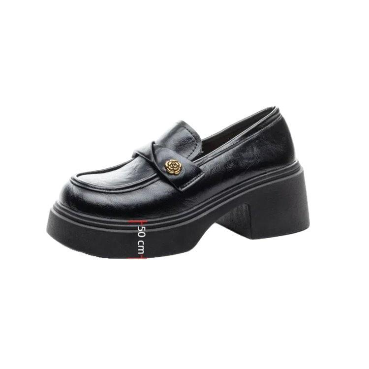 Thick-soled autumn new low-top temperament super soft retro British leather shoes