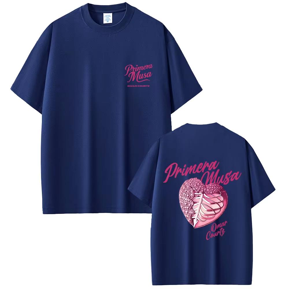 Rapper Omar Courtz Primera Musa Heart T Shirts Men's Women Fashion Pop Music Streetwear Male Vintage Oversized T-shirts