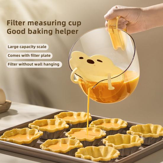 

Egg Beating Cup with Handle And Filter Plate Plastic Measuring Cup for Cooking And Baking Kitchen Supplies for Egg Liquid Filtration Fruit Cleaning зелений