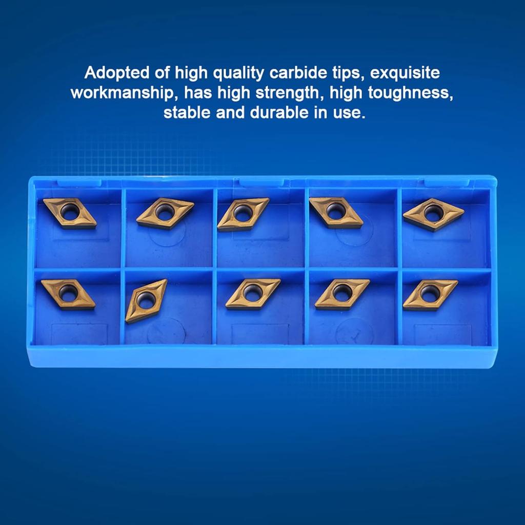 10pcs Diamond Shape CNC Carbide Insert Cutter Indexable Lathe Milling Inserts Turning Tools with Box DCMT070204 US735 DCMT51.51 for Steel