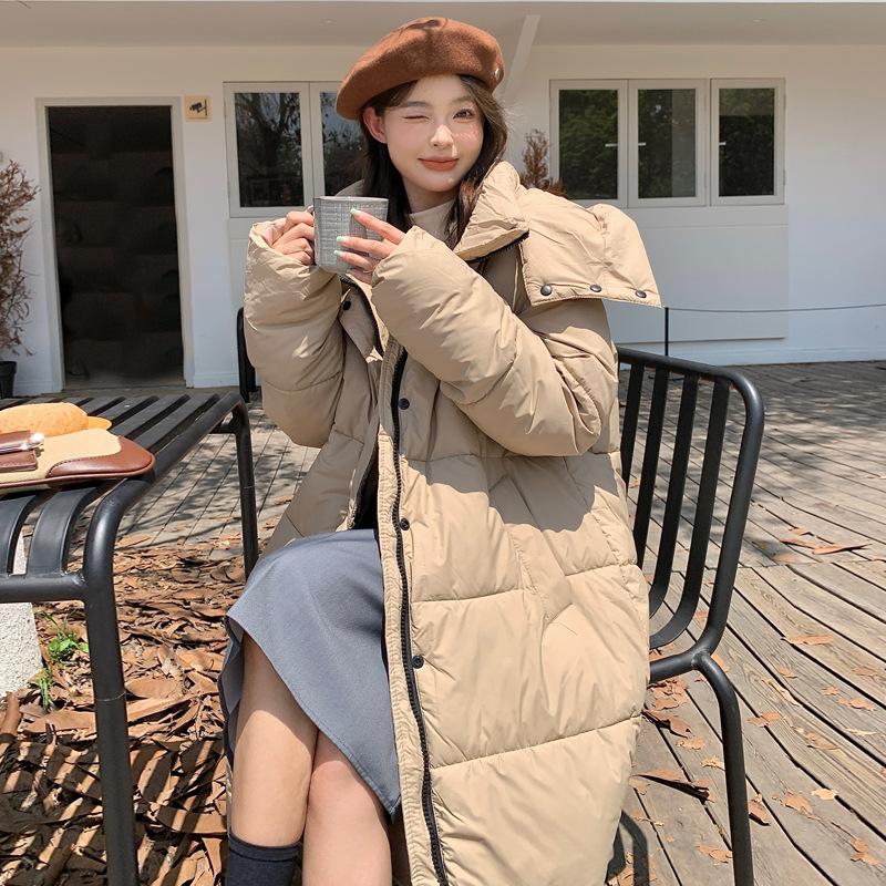 Winter New Fashion Loose Hooded Cotton-padded Jacket Women's Extended Knee-thick Warm Cotton-padded Coat Girlfriends.