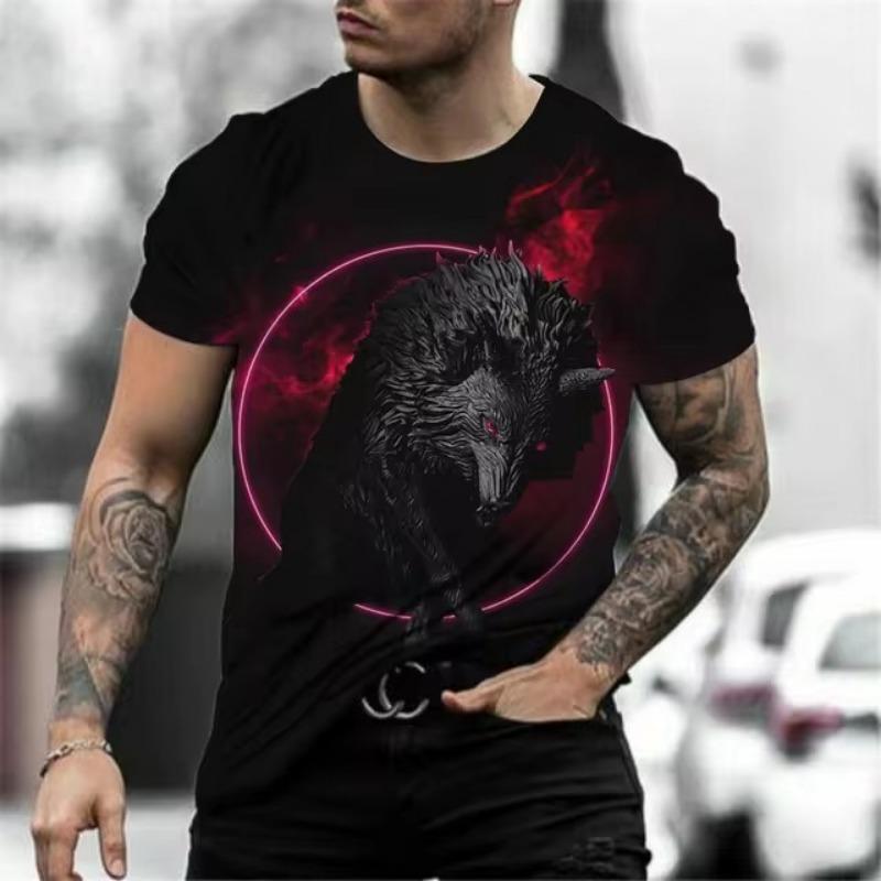 3D Summer Wolf T-shirt Men's Fashion Style Animal Top Casual Boys' T-shirt