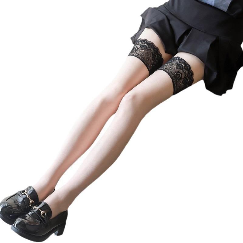 Silicone Lace Trim Over-the-Knee Thigh-High Socks for Women