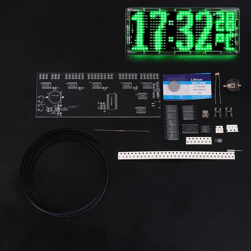 Led Dot Matrix Digital Clock Kit With Auto Brightness Time Temperature Soldering Practice Kit Diy Electronics Project