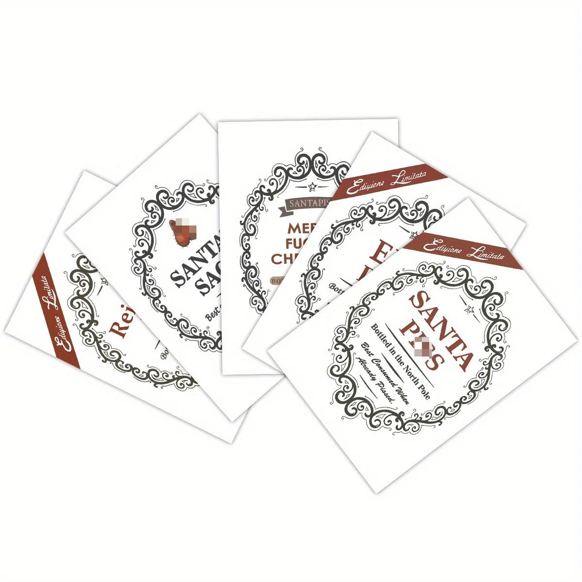 

5pcs/pack Christmas Bottle Sticker Funny Joke Christmas Stickers Bottle Labels Novelty Bottle Labels Funny Happily 8x11.5cm