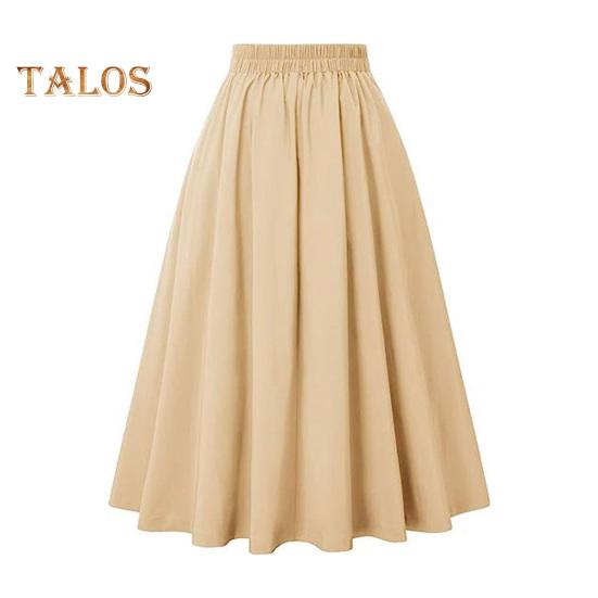 Spódnica midi damska z wysokim stanem, zdobiona guzikami, w kształcie litery A, codzienna, jednokolorowa, biurowa, damska, z kieszeniami, odzież robocza