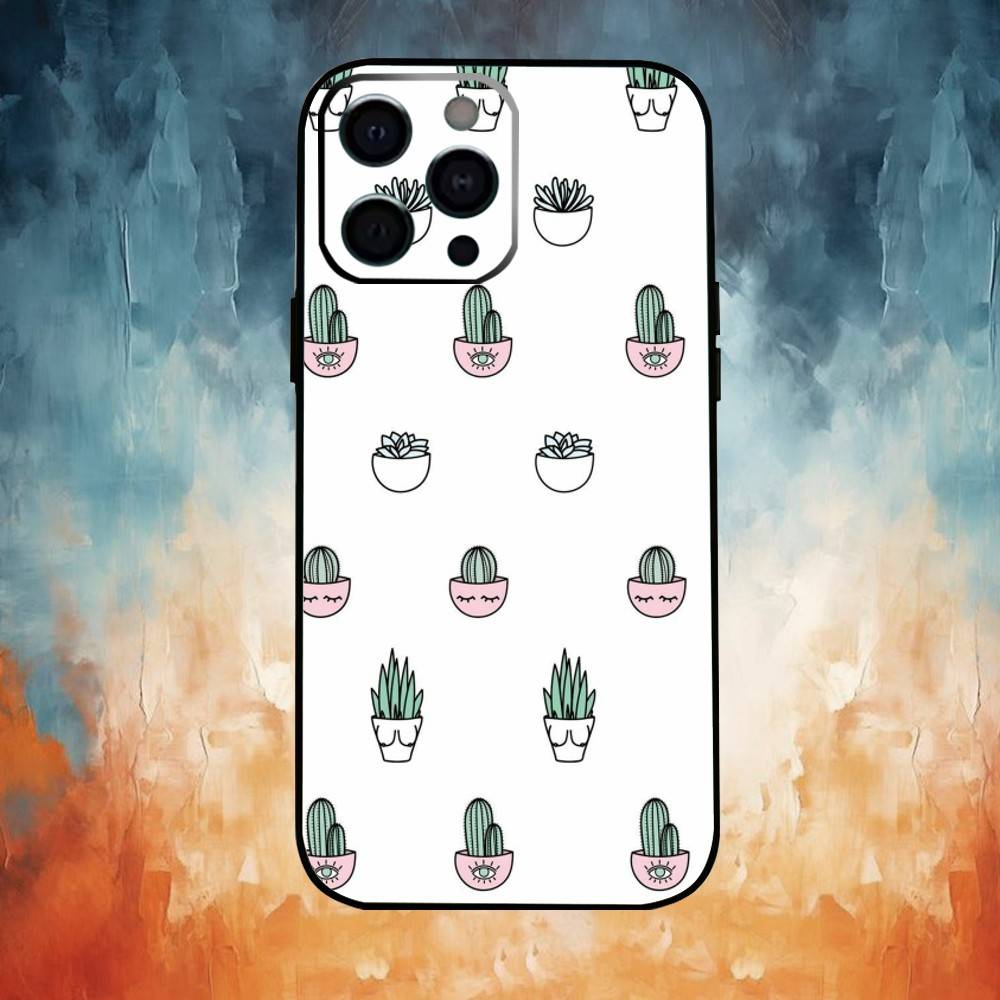 C-Cactus Succulents Phone Case For iPhone 17,16,15,14,13,12,11 Plus,Pro,Max,XS Silicone Soft Cover