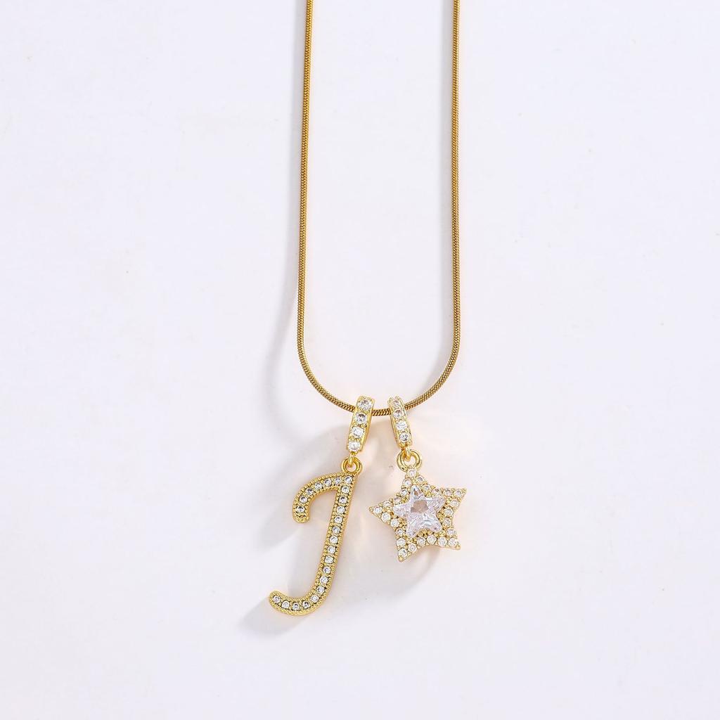 26 Alphabet Pendant Initial Letter Star Necklace Couple Name Jewelry Gifts