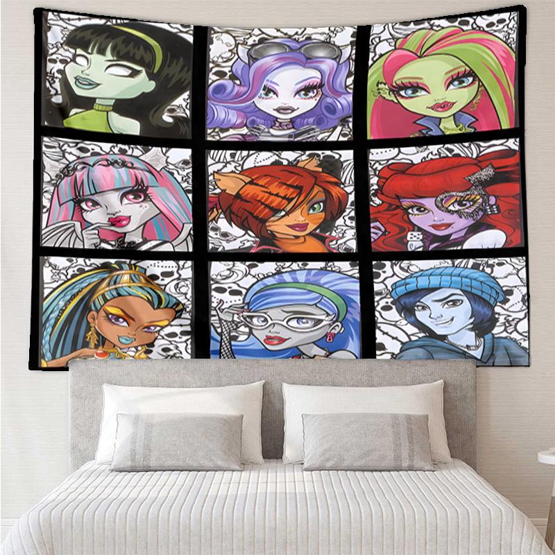 Monster-High Party Tapestry Hanging for Bedroom,Livingroom, Playroom,Decor Art Room Wall Tapestry Holiday and Birthday Gifts