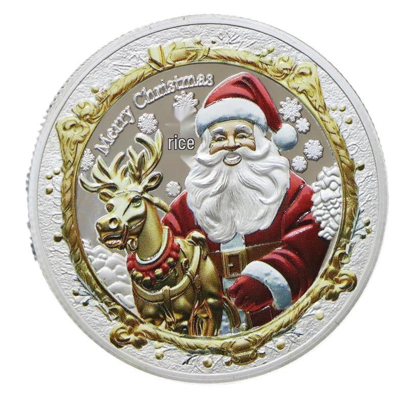 Gold Plated Santa Claus Commemorative Coin - Silver Accents, New Year Gift