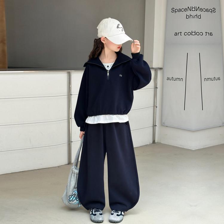 

Модный осенний костюм-двойка для девочек 2025 года: Комплект толстовки и брюк для детей 120 cm