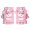 Nouveaux gants thermiques pour enfants raton laveur de dessin animé hiver protection contre le froid épaissis petite fille écriture demi-doigts rabattables cinq doigts