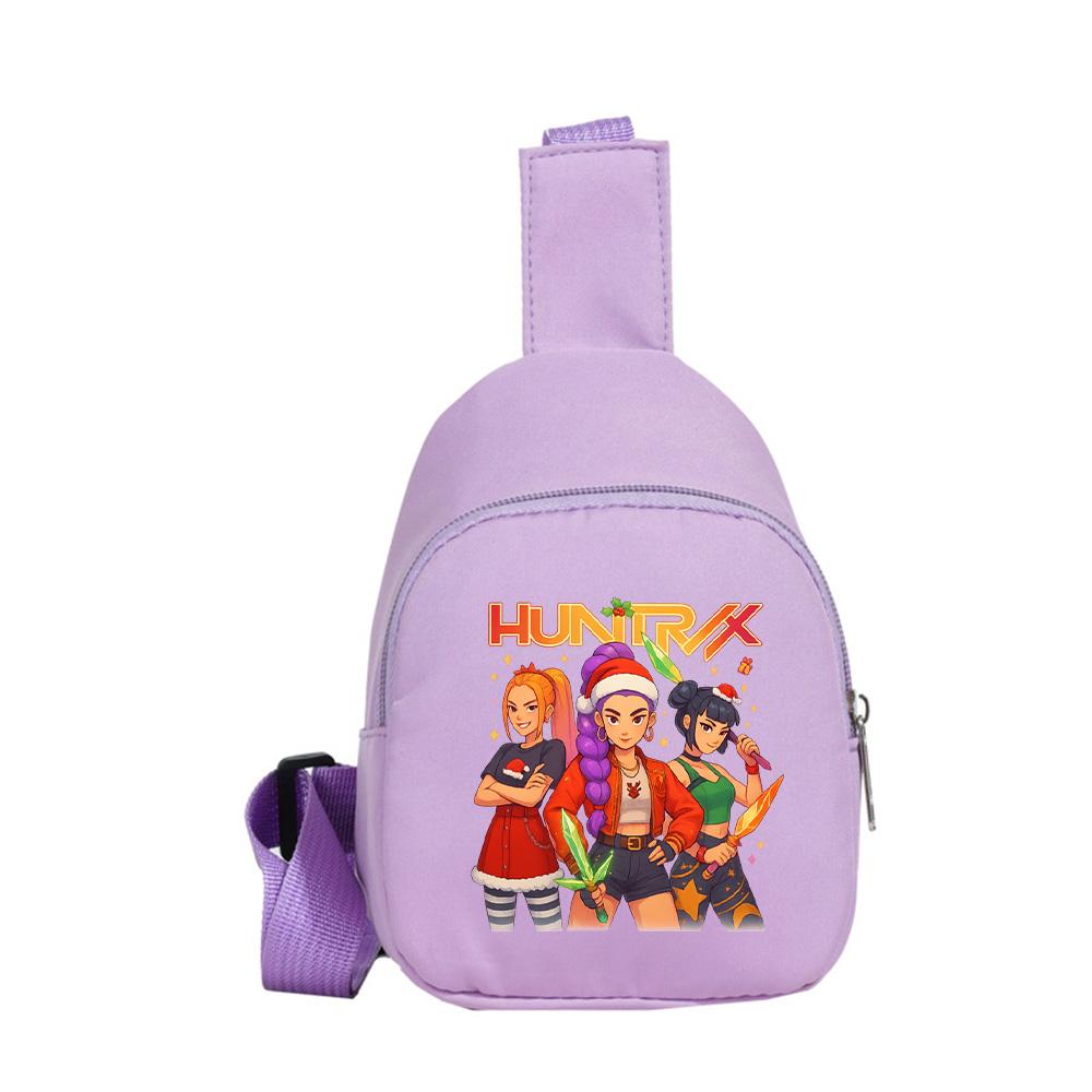 Christmas K-pop Demon Hunters Printed Kawaii Chest Pack for Boy Girl Anime Cartoon Shoulder Bag Students Portable Crossbody Pouch Chest Bag Kid Gift