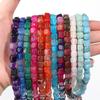 Natural Stone Square Beads 8mm Striped Agate Tube Stone Loose Spacer Beads For Jewelry Making Accessories DIY Bracelet Keychain