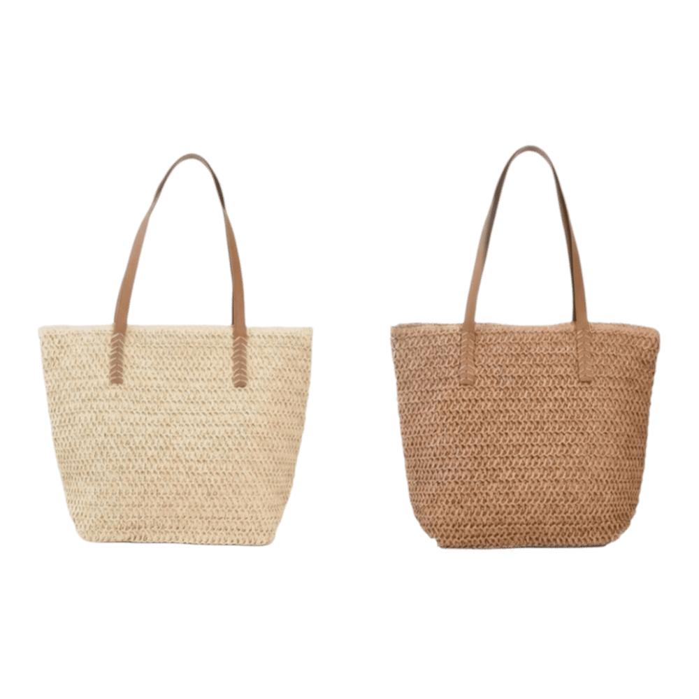 Square Beach Handbag Zipper Raffia Shoulder Bag Casual Weave Straw Tote Bag  Spring