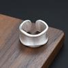 PANJBJ 925 Sterling Silver Frosted Texture Rings for Women Geometry Design Wide Punk Jewelry Party Gift Wholesale