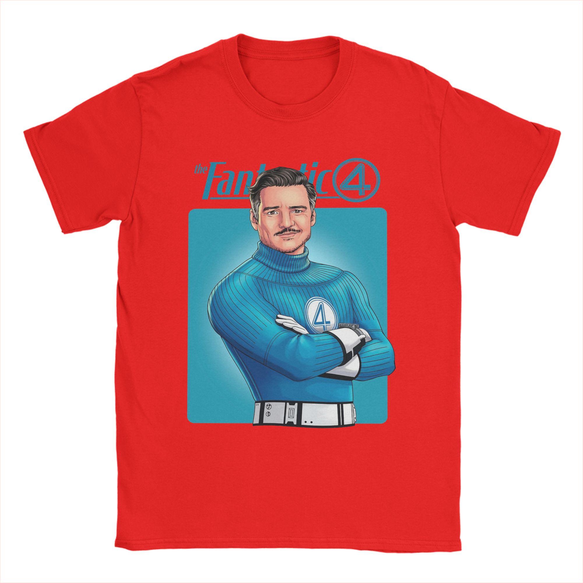 Мужская футболка Фантастическая Четверка Мистер. Фантастическая Смешная 100% Хлопковая Футболка с Коротким Рукавом Футболка Педро Паскаля Топы с Круглым Вырезом Графический S