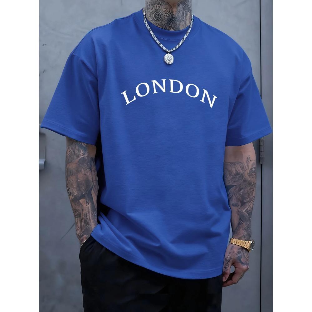 Letter Printed Mens T-Shirts Cotton Casual Short Sleeve Trendy Loose Male Summer Soft T-Shirt