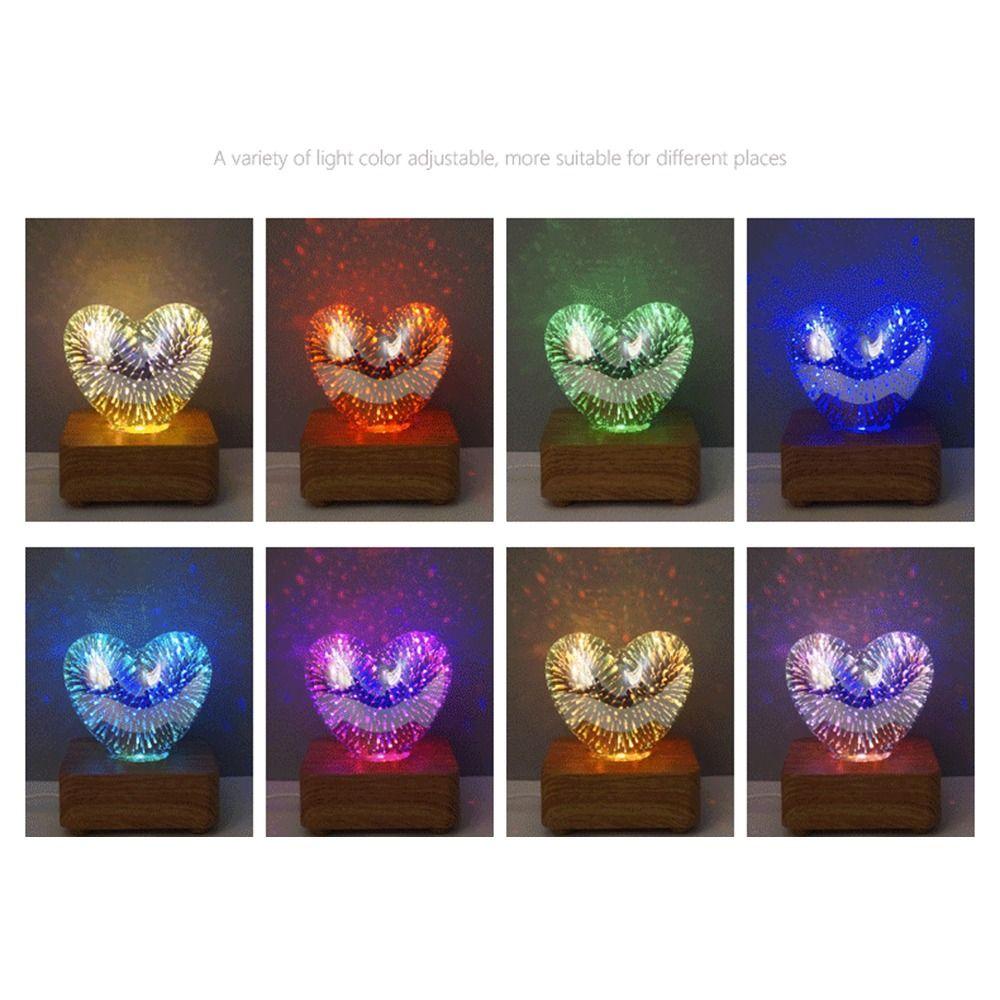 Colorful 3D Fireworks Night Light Romantic Atmosphere Heart Shaped Atmosphere Lights  Living Room