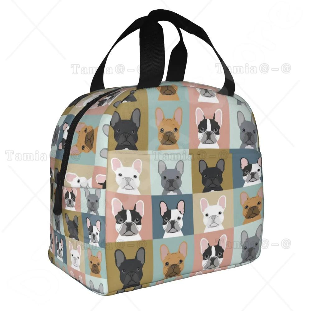 French Bulldogs Dog Insulated Lunch Bag for Women Men and Kids Large and Reusable Handle Freezable Work School Travel Tote Bags