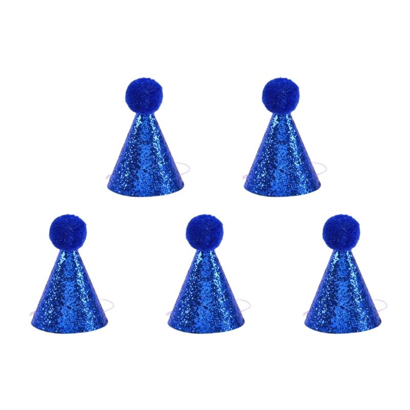 Birthday Pet Hat Dog Cats Headgear Birthday Costume Glittering Hat Studded Pompoms Dog Christmas Hat