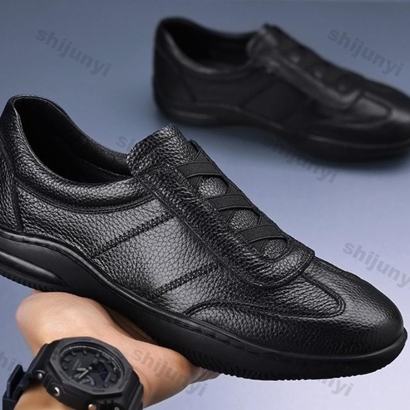 Fashion Men's Leather Shoes 2025 Summer New Fashion Breathable Casual Shoes Lightweight Comfortable Outdoor Non Slip Sneakers Zapatillas