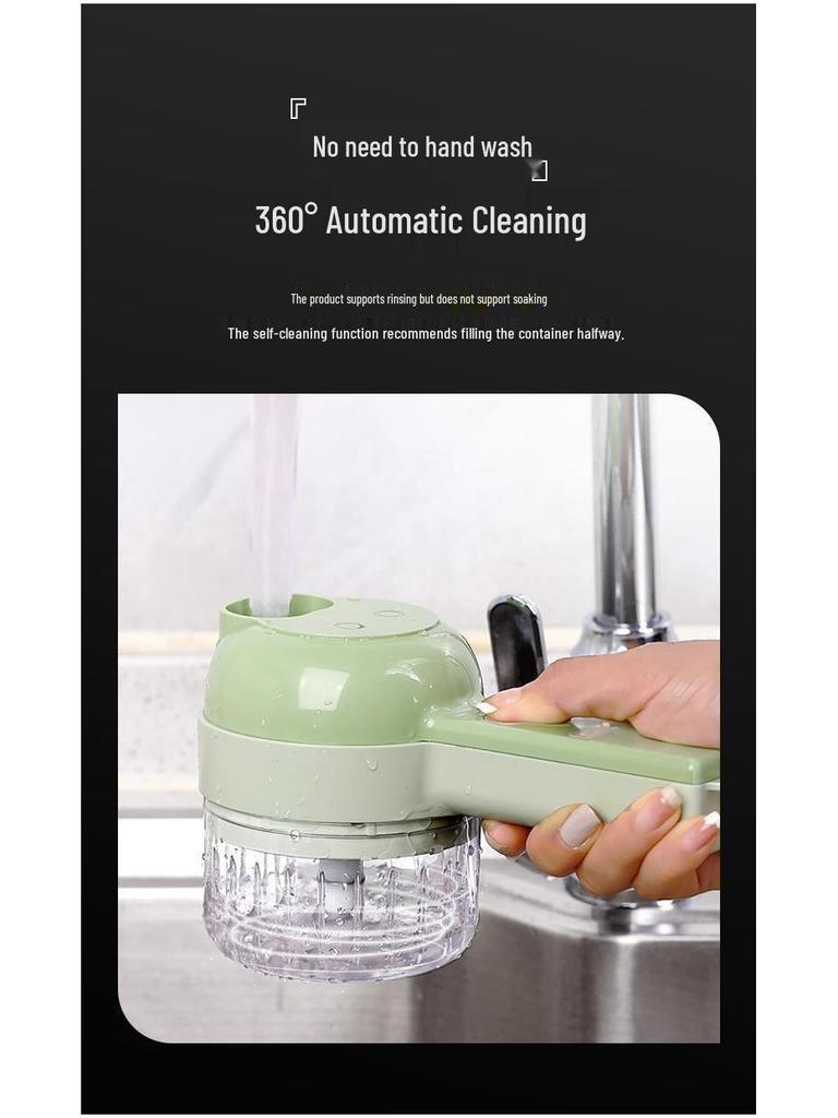 Four-in-One Electric Vegetable Cutter and Chopper: Multifunctional Garlic Masher and Slicer