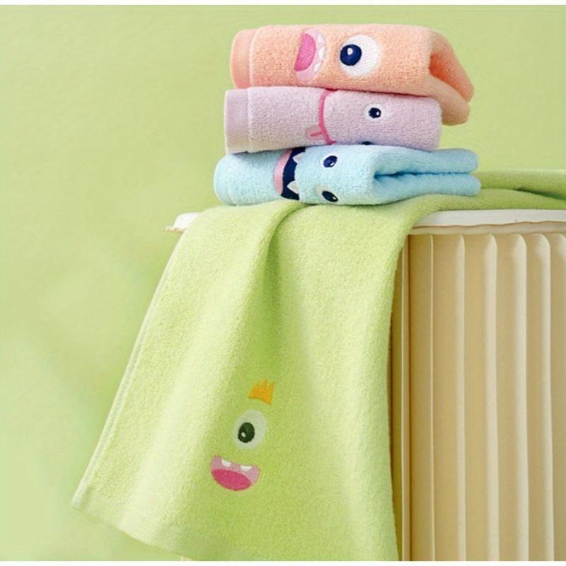 4pcs Set of 4 Small Monster Face Towels, Thick Soft Non Shedding Coral Fleece, Perfect for Bathroom Use