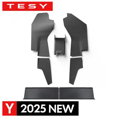 Pour Tesla Nouveau Modèle Y Juniper 2025 Centre de Console Latéral Anti-Coup de Pied Tapis de Protection en TPE Console Arrière et Protections Sous Siège