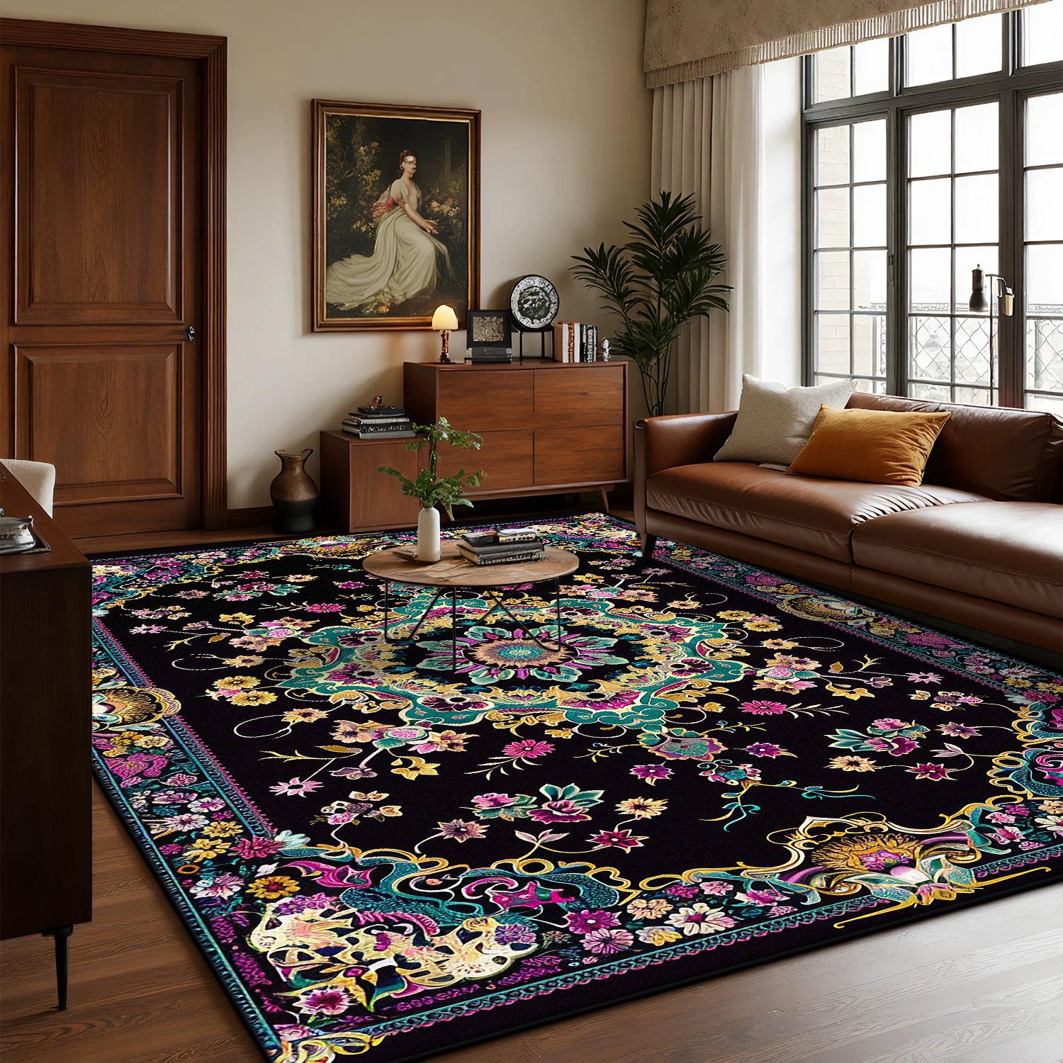 

Персидские Роскошные Большие Ковры для Гостиной Богемный Декор Дом Зона Дивана Легко Чистящийся Ковер Спальня Гардеробная Нескользящий Напольный Коврик 60*90cm