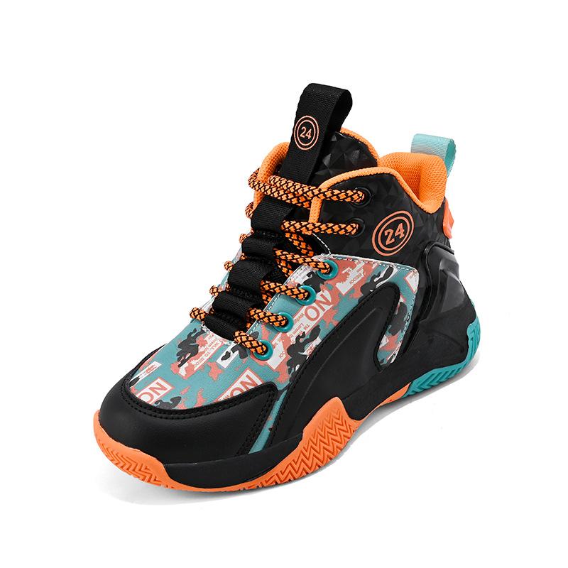 

Обувь для мальчиков осень и зима новая модная детская баскетбольная обувь с высоким верхом нескользящая платформа спортивная обувь цветовая гамма шнуровка студенческая обувь 40