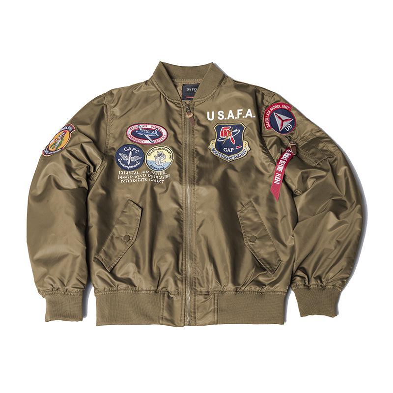 Trendy 2025 American Style Men's MA-1 Air Force Pilot Jacket with Badge Embroidery for Spring/Autumn.