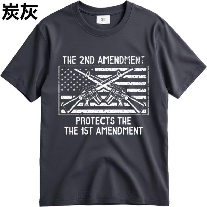 Soft Cotton Tee Workout Men short sleeve tshirt Casual The Second Amendment Protects The First Amendment Stylish For him Tshirt